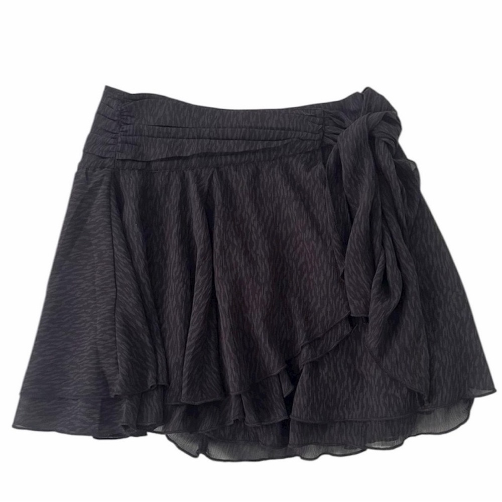 NWT Aerie Black Printed Chiffon Wrap Mini Skirt Size Medium